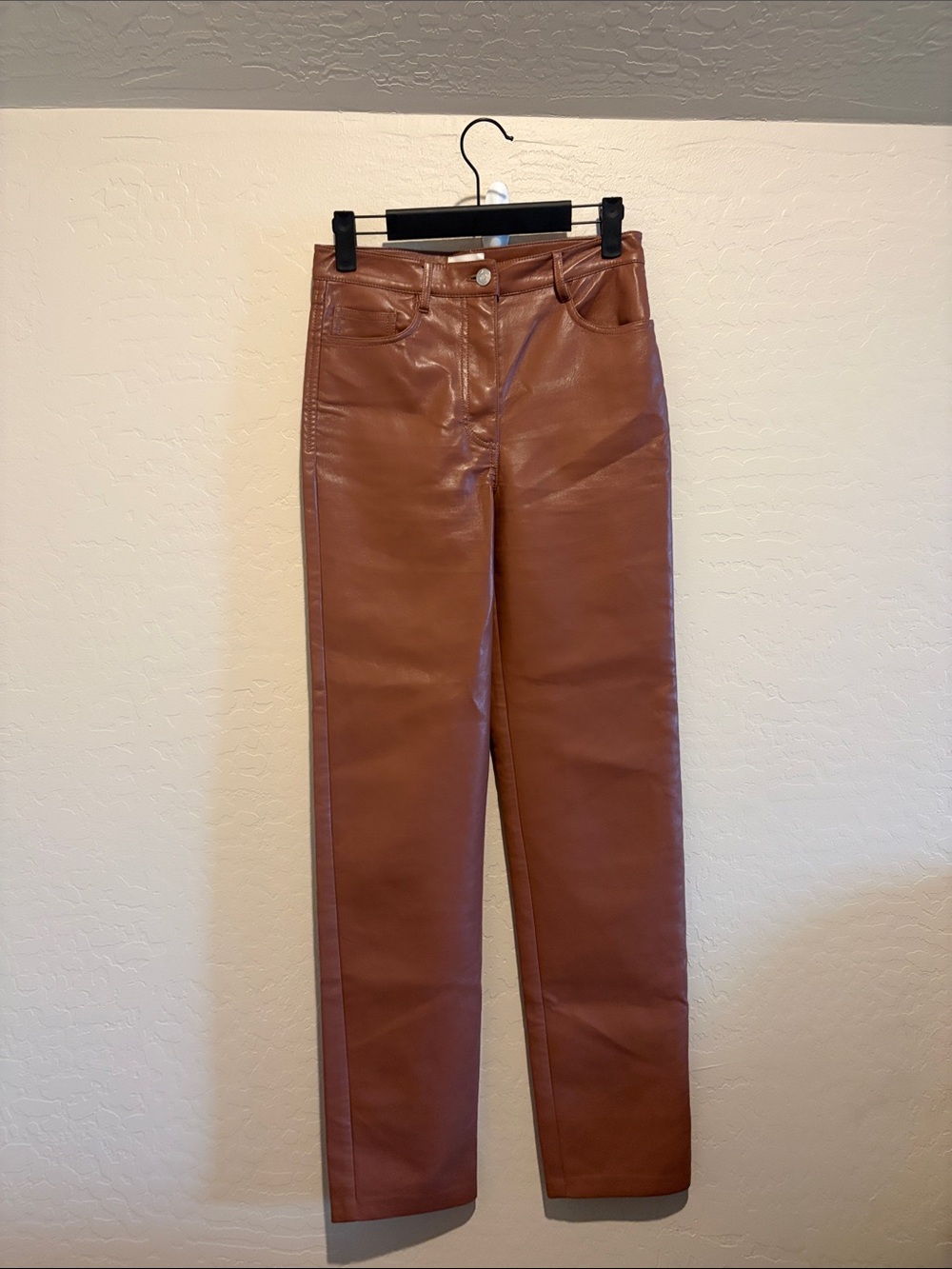 Wilfred Straight-Leg Faux Leather Jeans - Chestnut Brown